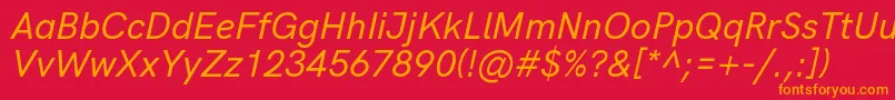 More about HkgroteskMediumitalic Font HkgroteskMediumitalic Font – Orange Fonts on Red Background