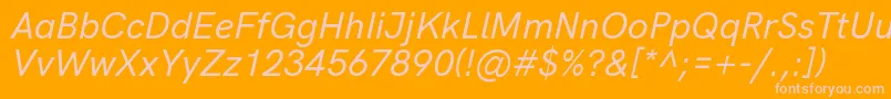 HkgroteskMediumitalic-Schriftart – Rosa Schriften auf orangefarbenem Hintergrund