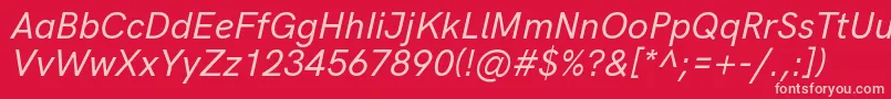 Fonte HkgroteskMediumitalic – fontes rosa em um fundo vermelho