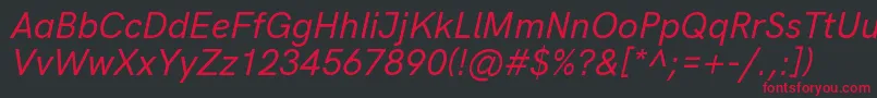 Шрифт HkgroteskMediumitalic – красные шрифты на чёрном фоне