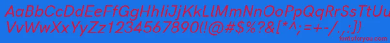 Fonte HkgroteskMediumitalic – fontes vermelhas em um fundo azul