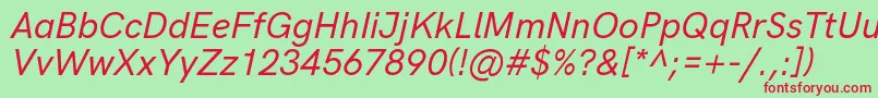 HkgroteskMediumitalic Font – Red Fonts on Green Background