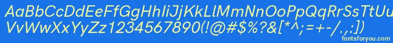 HkgroteskMediumitalic Font – Yellow Fonts on Blue Background