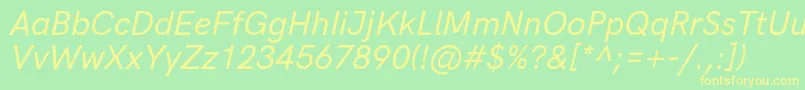 HkgroteskMediumitalic Font – Yellow Fonts on Green Background