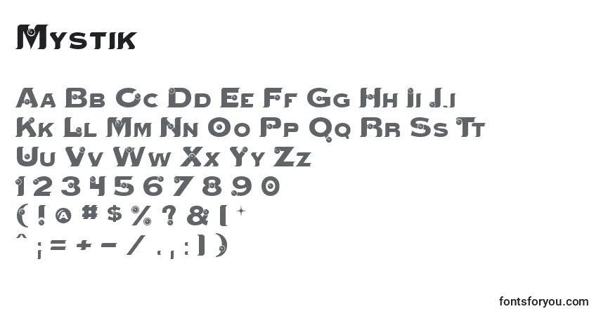 Czcionka Mystik – alfabet, cyfry, specjalne znaki
