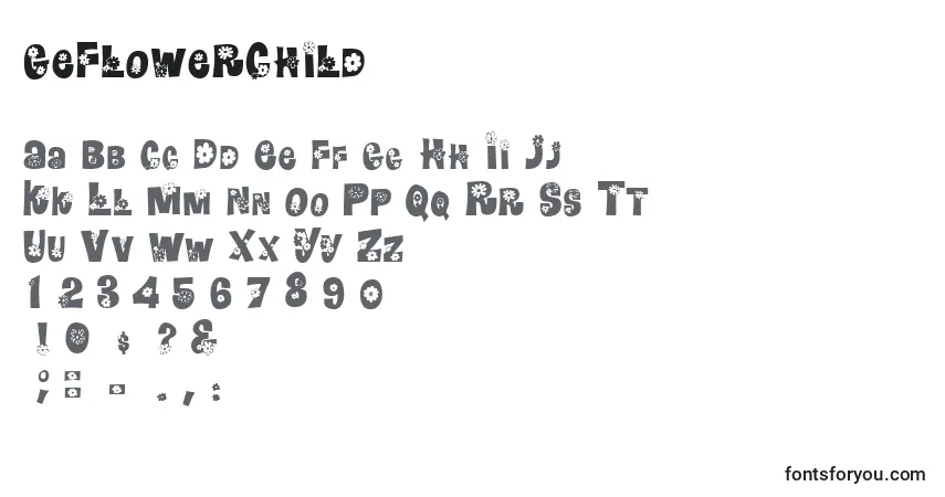 Czcionka GeFlowerChild – alfabet, cyfry, specjalne znaki