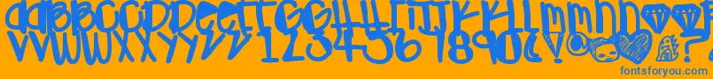 Ohgawd Font – Blue Fonts on Orange Background