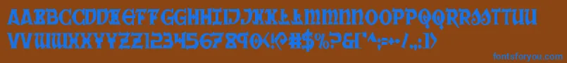 Warpriestcond Font – Blue Fonts on Brown Background