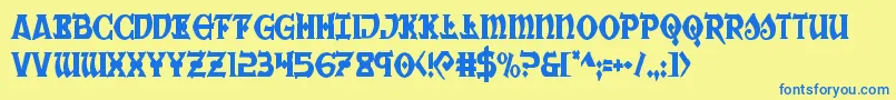 Weitere Informationen zur Warpriestcond-Schriftart Warpriestcond-Schriftart – Blaue Schriften auf gelbem Hintergrund