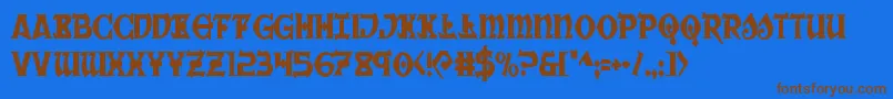 Warpriestcond Font – Brown Fonts on Blue Background