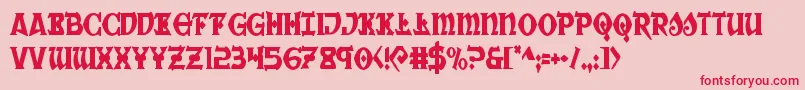 フォントWarpriestcond – ピンクの背景に赤い文字
