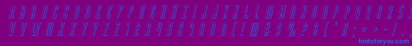 Yfilestitle3Dital-Schriftart – Blaue Schriften auf violettem Hintergrund