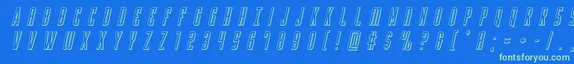 Yfilestitle3Dital Font – Green Fonts on Blue Background