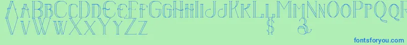 Senandungmalam-Schriftart – Blaue Schriften auf grünem Hintergrund