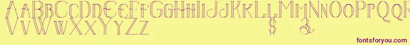 Шрифт Senandungmalam – фиолетовые шрифты на жёлтом фоне