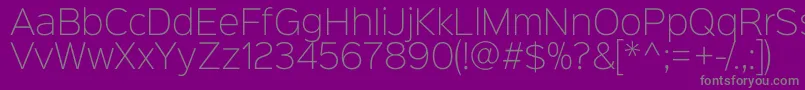 Sinkinsans200xlight-fontti – harmaat kirjasimet violetilla taustalla
