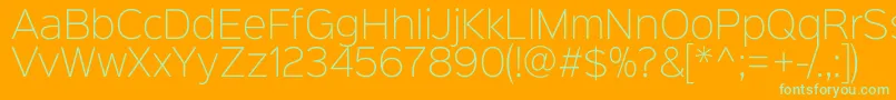 Sinkinsans200xlight-Schriftart – Grüne Schriften auf orangefarbenem Hintergrund