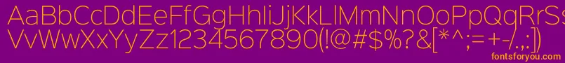 Sinkinsans200xlight-Schriftart – Orangefarbene Schriften auf violettem Hintergrund