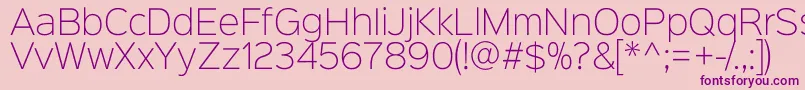 Sinkinsans200xlight-fontti – violetit fontit vaaleanpunaisella taustalla