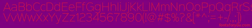 Fonte Sinkinsans200xlight – fontes vermelhas em um fundo violeta