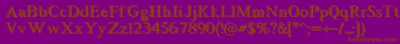 Blockstepped-Schriftart – Braune Schriften auf violettem Hintergrund