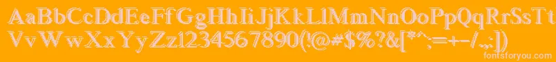 Blockstepped Font – Pink Fonts on Orange Background