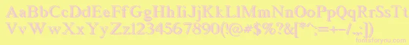 Blockstepped-fontti – vaaleanpunaiset fontit keltaisella taustalla