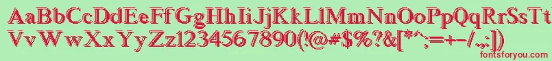 Blockstepped Font – Red Fonts on Green Background