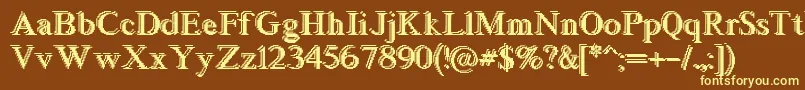 Blockstepped-fontti – keltaiset fontit ruskealla taustalla