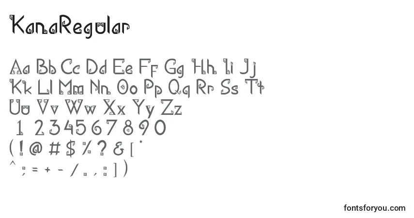 Fuente KanaRegular - alfabeto, números, caracteres especiales