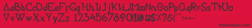 KanaRegular-Schriftart – Schwarze Schriften auf rotem Hintergrund