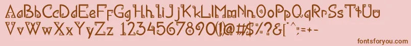 Weitere Informationen zur KanaRegular-Schriftart KanaRegular-Schriftart – Braune Schriften auf rosa Hintergrund