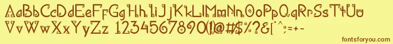 KanaRegular Font – Brown Fonts on Yellow Background