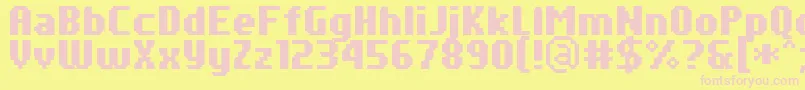フォントPfTempestaSevenCondensedBold – ピンクのフォント、黄色の背景