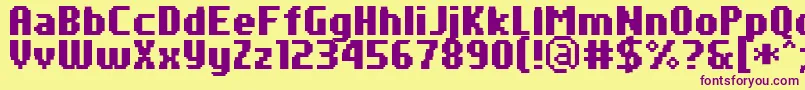 Fonte PfTempestaSevenCondensedBold – fontes roxas em um fundo amarelo