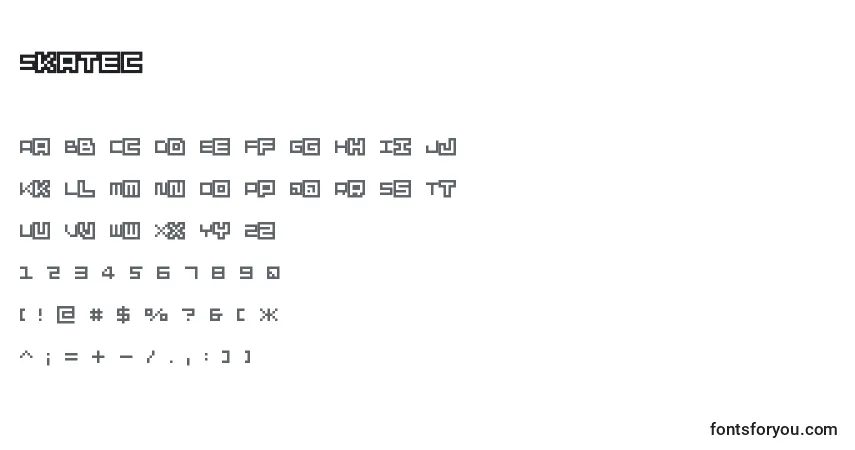 Schriftart Skatec – Alphabet, Zahlen, spezielle Symbole