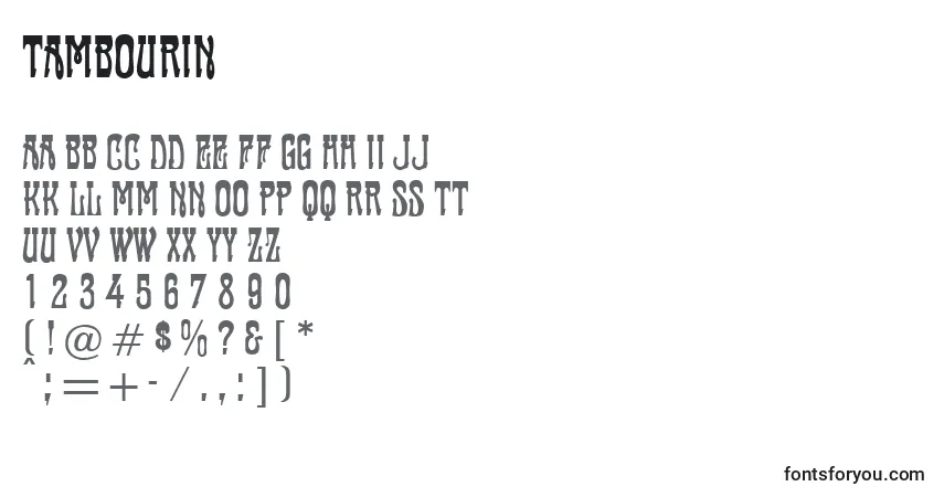 A fonte Tambourin – alfabeto, números, caracteres especiais