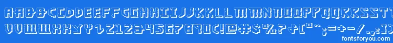 Khazad3De-Schriftart – Weiße Schriften auf blauem Hintergrund
