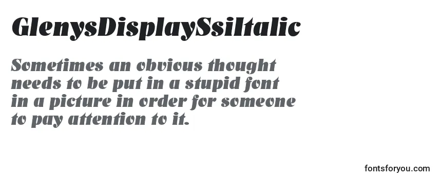 Review of the GlenysDisplaySsiItalic Font