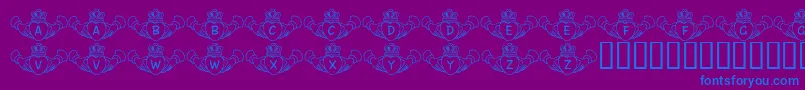 Fonte FlCladdagh – fontes azuis em um fundo violeta