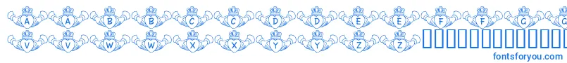 Fonte FlCladdagh – fontes azuis em um fundo branco
