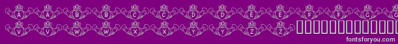 フォントFlCladdagh – 紫の背景に緑のフォント