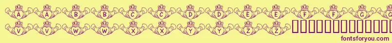 FlCladdagh-fontti – violetit fontit keltaisella taustalla