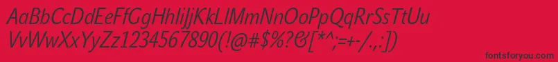 フォントJohnsanscondLiteProItalic – 赤い背景に黒い文字