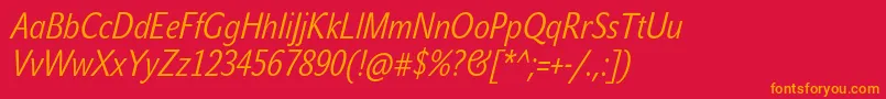 JohnsanscondLiteProItalic Font – Orange Fonts on Red Background