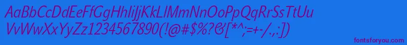 Czcionka JohnsanscondLiteProItalic – fioletowe czcionki na niebieskim tle