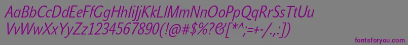 JohnsanscondLiteProItalic Font – Purple Fonts on Gray Background