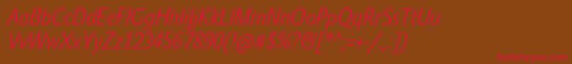 JohnsanscondLiteProItalic Font – Red Fonts on Brown Background