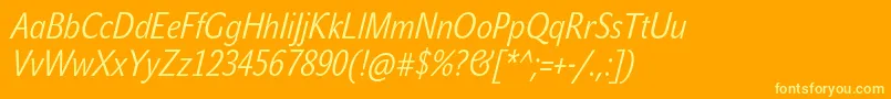 フォントJohnsanscondLiteProItalic – オレンジの背景に黄色の文字