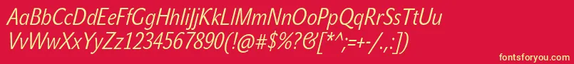 JohnsanscondLiteProItalic Font – Yellow Fonts on Red Background